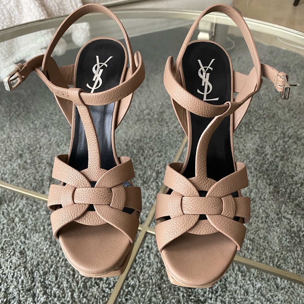 Saint Laurent Tribute Leather Stiletto Sandals